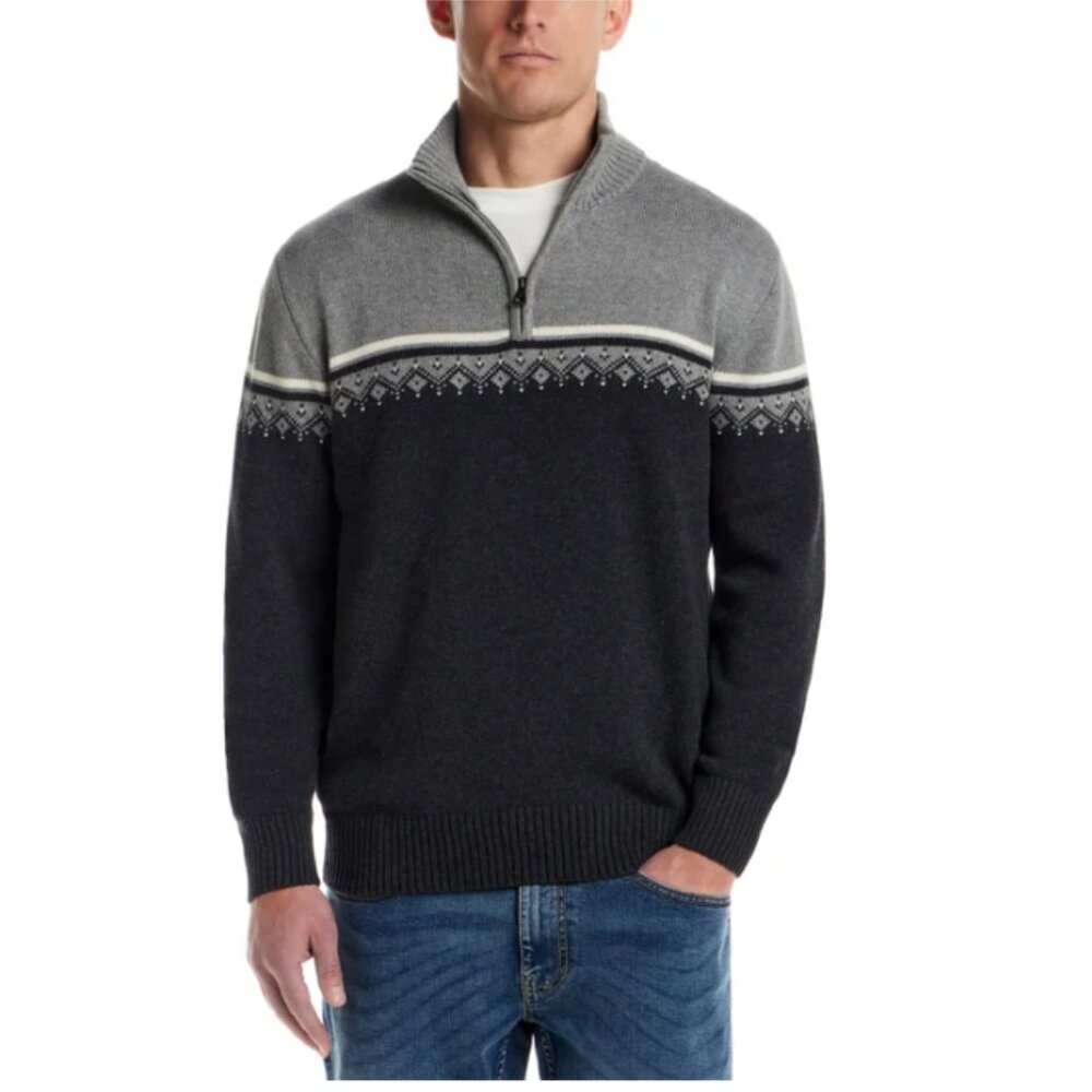NWT Weatherproof Vintage Men's 1/4 Zip Gray Cotton Sweater Size Medium